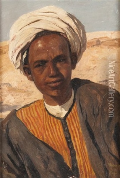 Portrait D'un Fellah Oil Painting - Georg Macco