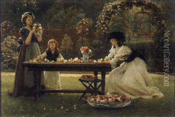 A Feast Of Roses Oil Painting - George Dunlop Leslie