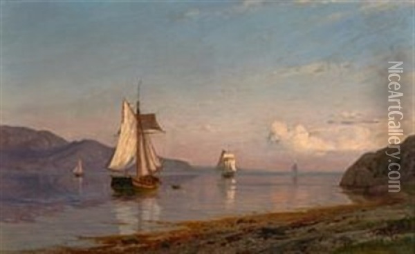 Ved Bomlofjorden Oil Painting - Amaldus Clarin Nielsen