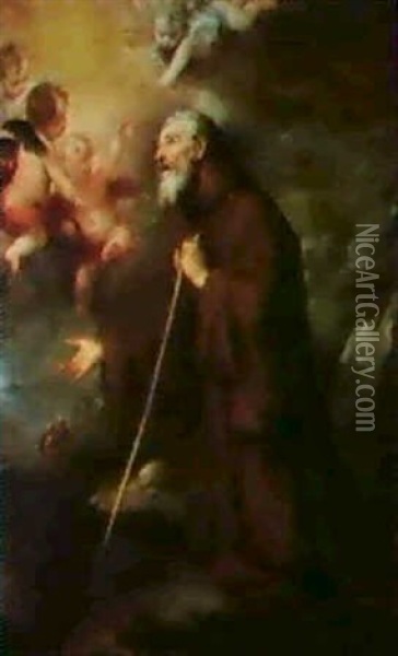 The Vision Of St. Francis Of Paola Oil Painting - Bartolome Esteban Murillo