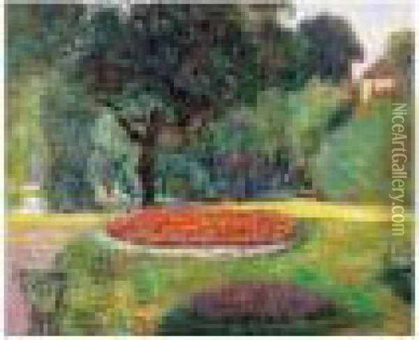 Jardin Public, Baden-baden, Circa 1922 Oil Painting - Victor Charreton