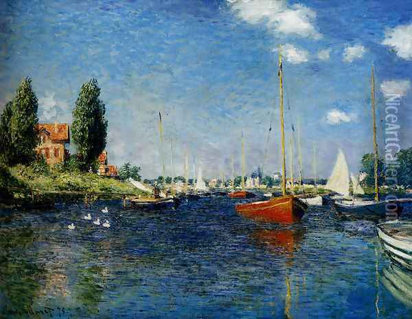 Argenteuil (Red Boats) Oil Painting - Claude Oscar Monet