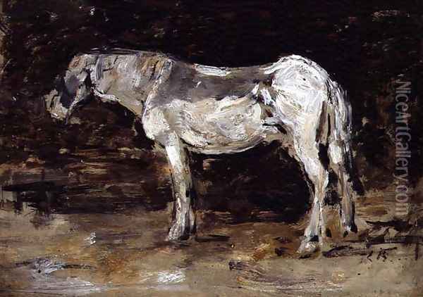 The White Horse c.1885-90 Oil Painting - Eugene Boudin