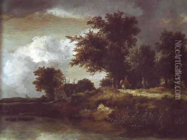 Wooded river bank Oil Painting - Jacob Van Ruisdael