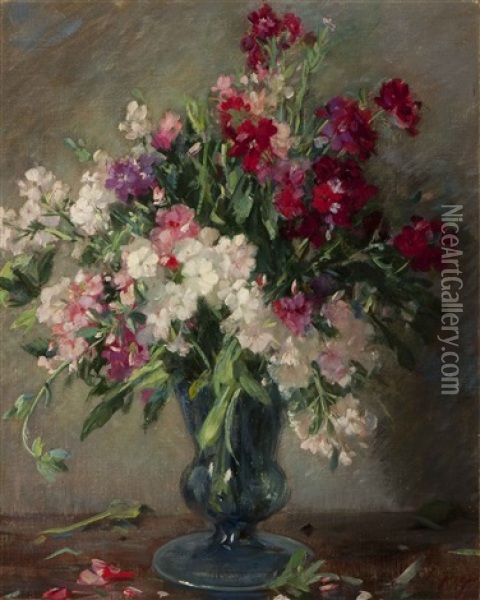 Flowers In A Glass Vase Oil Painting - Solomon Garf