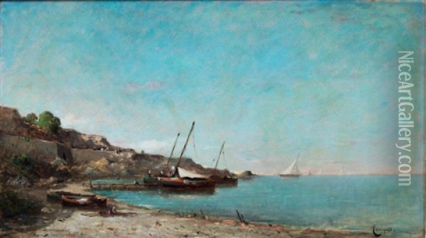 Vue De Port Oil Painting - Marius Maniquet