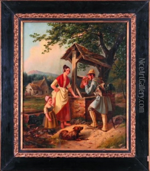 Wedrowiec Przy Studni Oil Painting - Jacob Munk