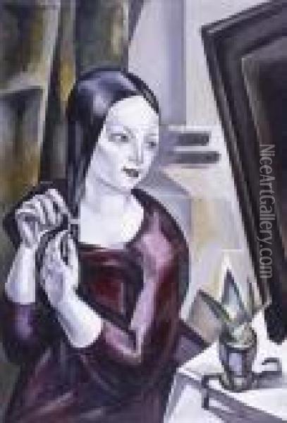Mujer Ante El Espejo Oil Painting - Maria Blanchard