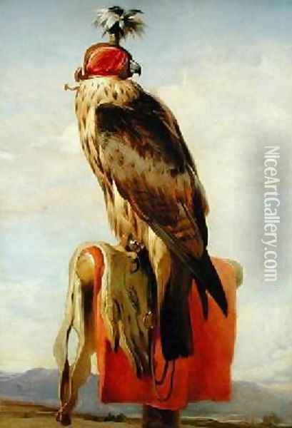 Hooded Falcon Oil Painting - Sir Edwin Henry Landseer