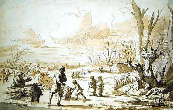 Enjoying the Ice 1680 Oil Painting - Zacharias Blyhooft