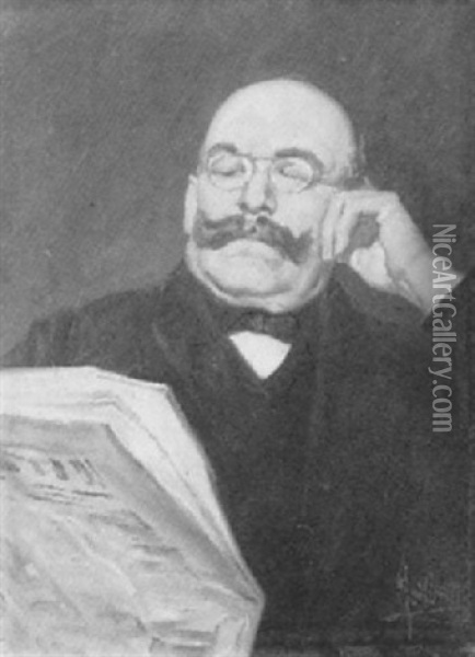 Der Zeitungsleser Oil Painting - Gustav Adolf Goldberg