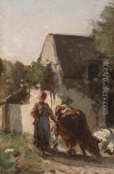 Gardeuse De Vache Oil Painting - Jules Breton