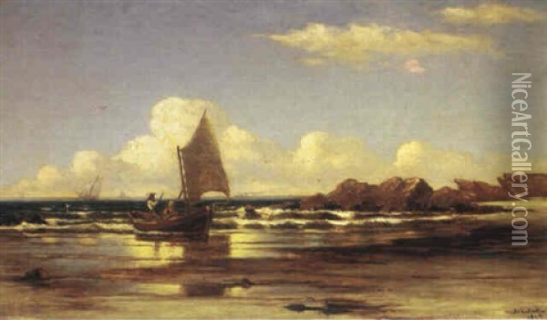 Unfurling The Sail Oil Painting - Hendricks A. Hallett