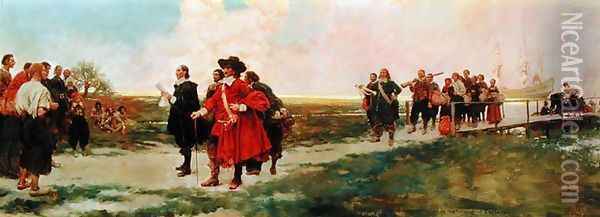 The Landing of Carteret in New Jersey Oil Painting - Howard Pyle