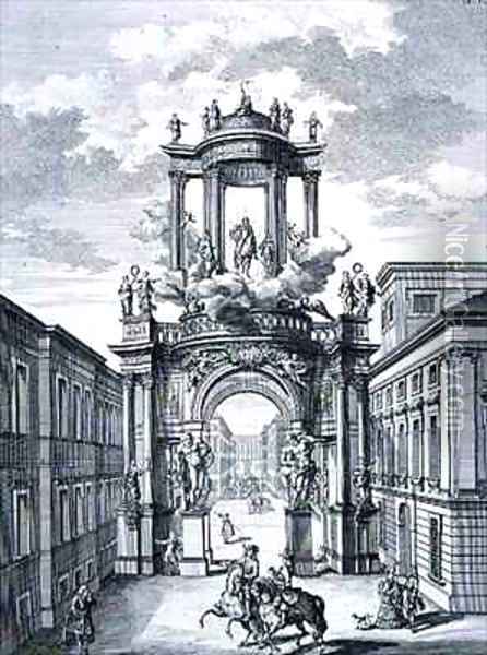 Triumphal Arch Vienna Oil Painting - Johann Bernhard Fischer von Erlach
