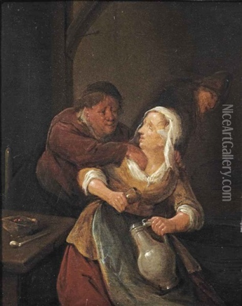 Peasants Making Merry In An Inn Oil Painting - Jan Jacobsz Molenaer