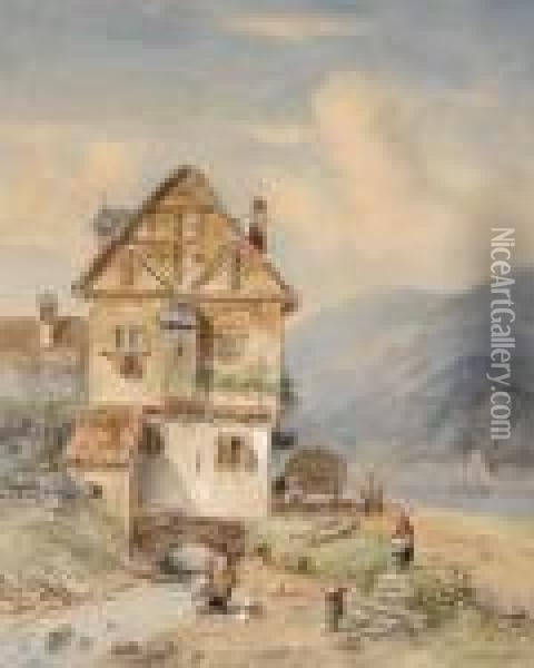 Village At The Waterside Oil Painting - Charles Henri Leickert