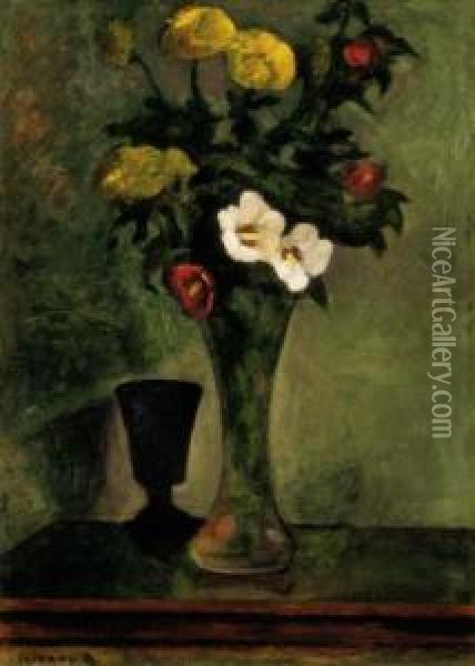 Still-life Of Flowers Oil Painting - Dezso Czigany