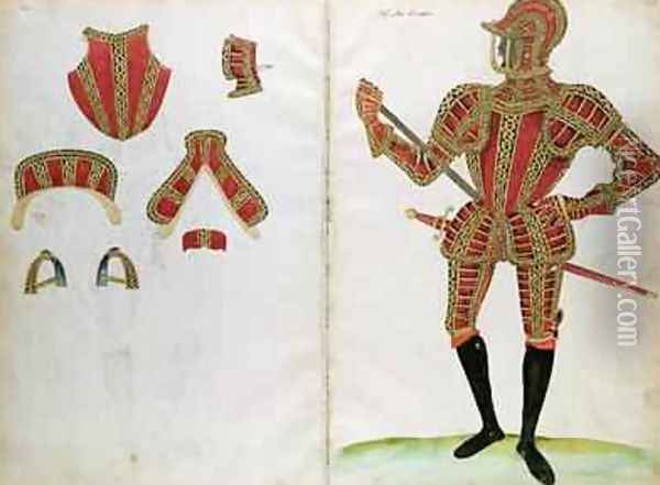 Suit of Armour for Lord Compton from An Elizabethan Armourers Album Oil Painting - Jacobe Halder