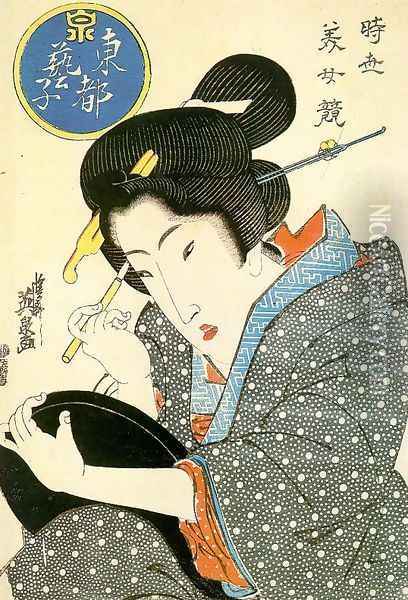 Contest of Beauties: A Geisha from the Eastern Capital, 1818-1830 Oil Painting - Keisai Eisen