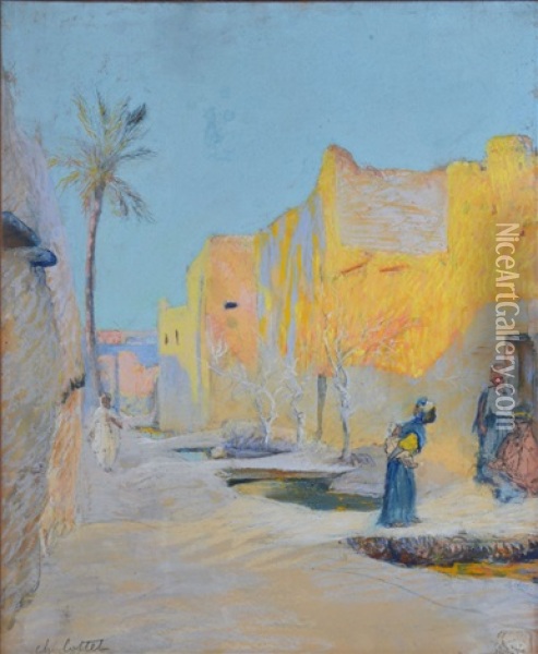 Rue Animee En Afrique Du Nord Oil Painting - Charles Cottet