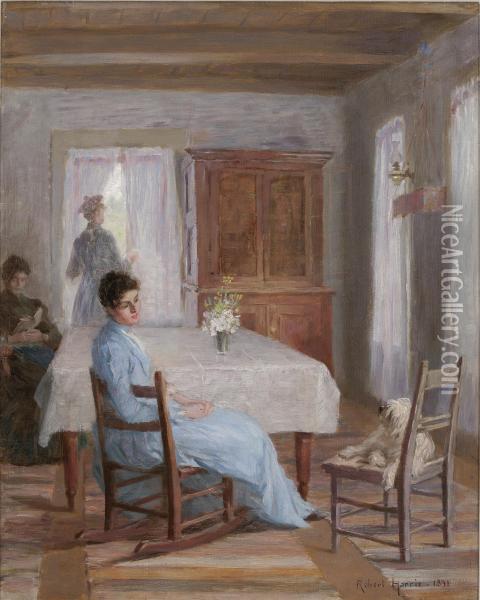 Interior With Elizabeth Putnam Oil Painting - Robert Harris