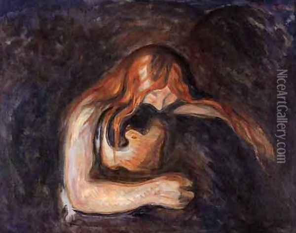 Vampire Oil Painting - Edvard Munch