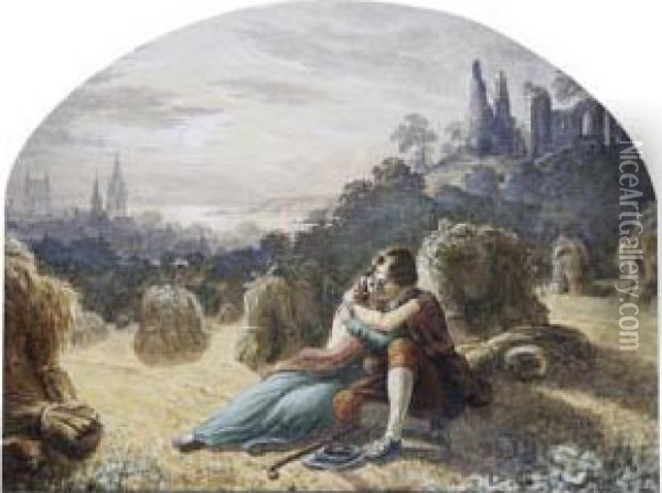 Lovers In A Cornfield Oil Painting - Waller Hugh Paton