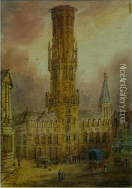 Bruges Oil Painting - Samuel Prout