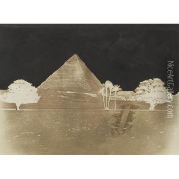 View Of The Great Pyramid Oil Painting - George Wilson Bridges