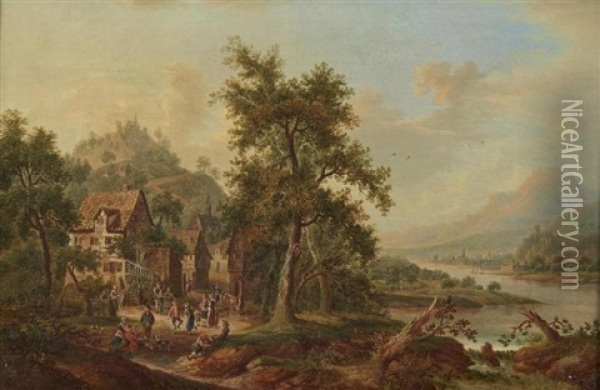 Vue De La Vallee Du Rhin Oil Painting - Christian Georg Schuetz the Elder