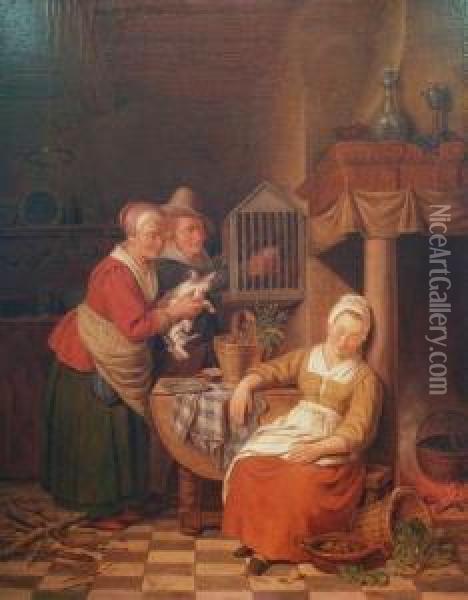 The Sleeping Kitchen Maiden Oil Painting - Christoffel Wust