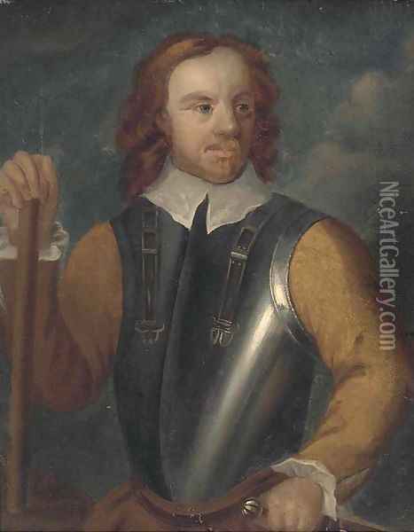 Portrait of Oliver Cromwell (1599-1658), half-length, in armour Oil Painting - Robert Walker