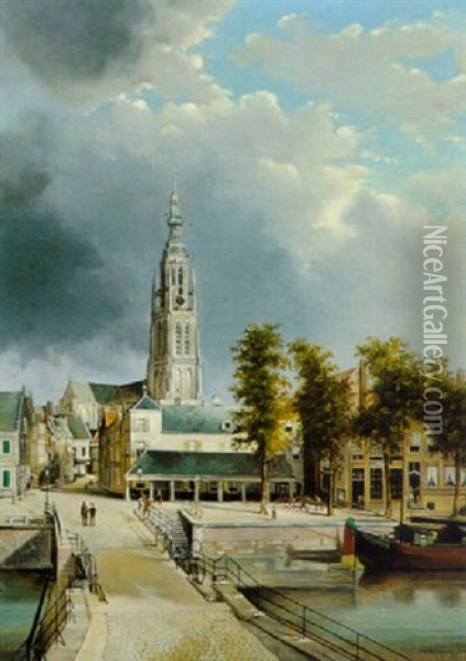 A View Of Breda Oil Painting - Reinhardt Willem Kleijn
