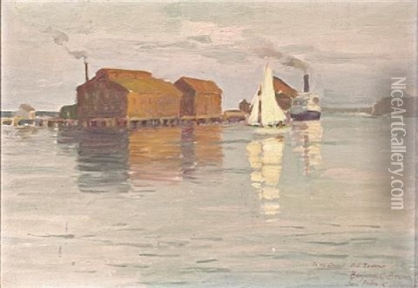 Boats At San Pedro Harbor Oil Painting - Benjamin Chambers Brown