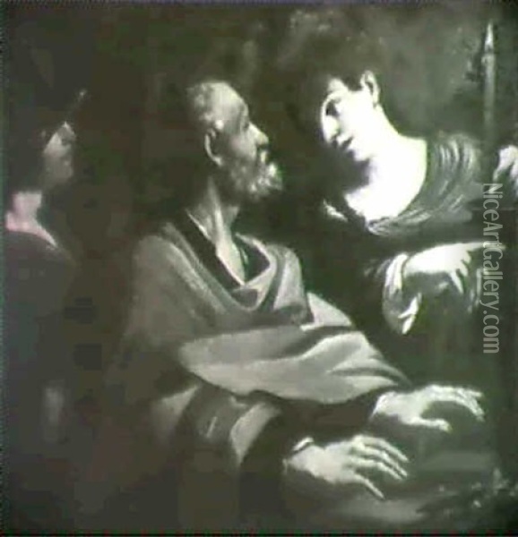 The Denial Of Saint Peter Oil Painting -  Guercino