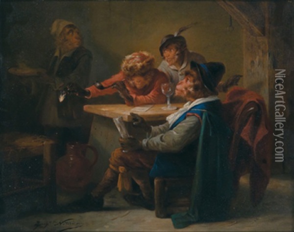 Unterhaltung In Der Taverne Oil Painting - Zacharias Noterman