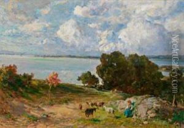 Blick Auf Die Die Insel Reichenau Oil Painting - Wilhelm Frey