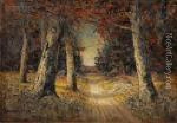 Path Through The Woods Oil Painting - George William Whitaker
