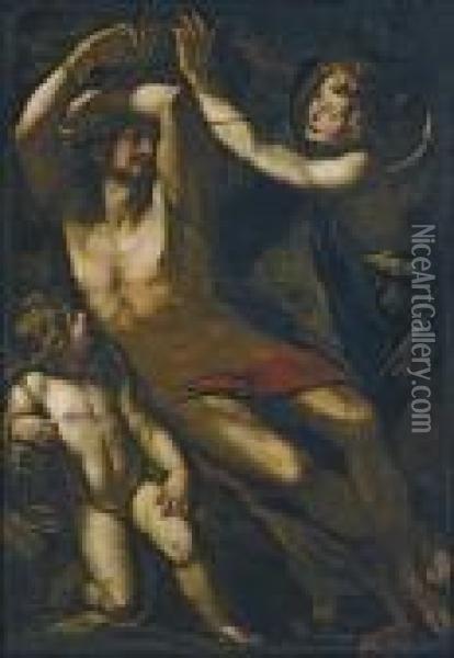 San Sebastiano E Due Angeli Oil Painting - Giulio Cesare Procaccini