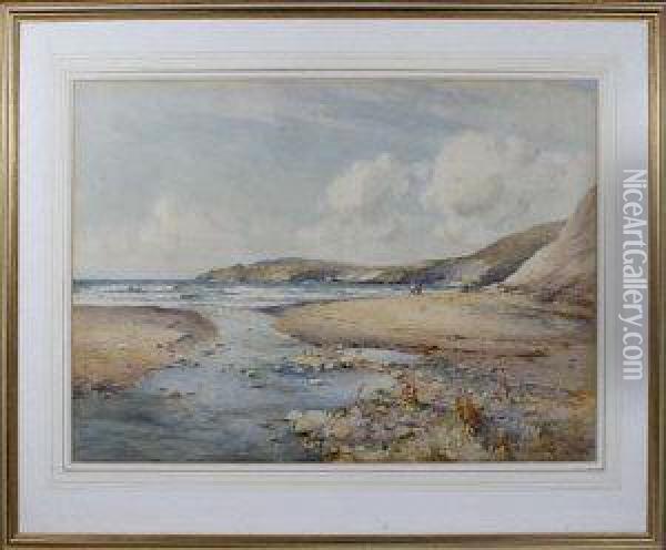 Confluence Of The Rivers; Aberdaron (lleyn Peninsular) North Wales Oil Painting - Charles William Adderton