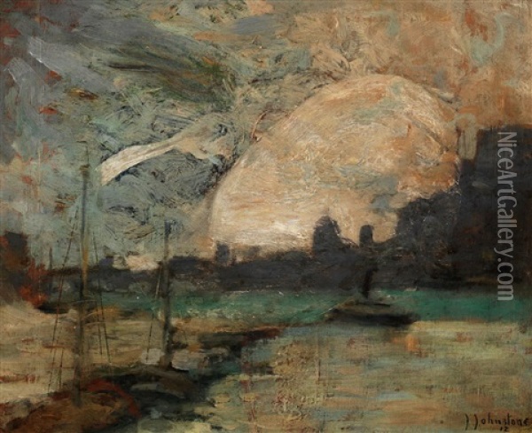 Meuse A La Huy Oil Painting - John Young Johnstone