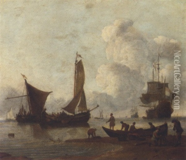 A Sea Piece Oil Painting - Willem van de Velde the Elder
