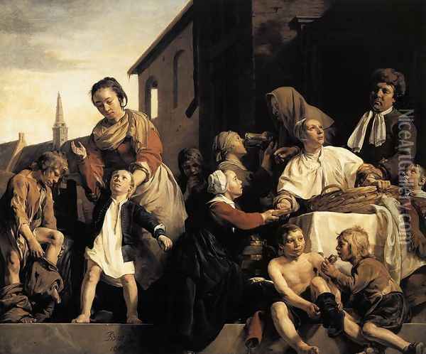 Tending Children at the Orphanage in Haarlem 1663 Oil Painting - Jan De Bray