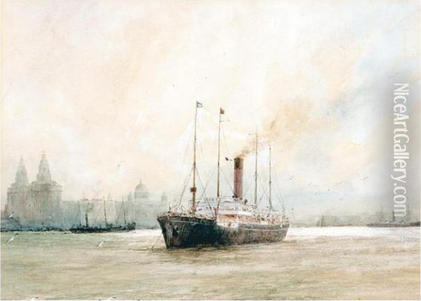 The Bibby Ship In The Mersey Oil Painting - William Minshall Birchall