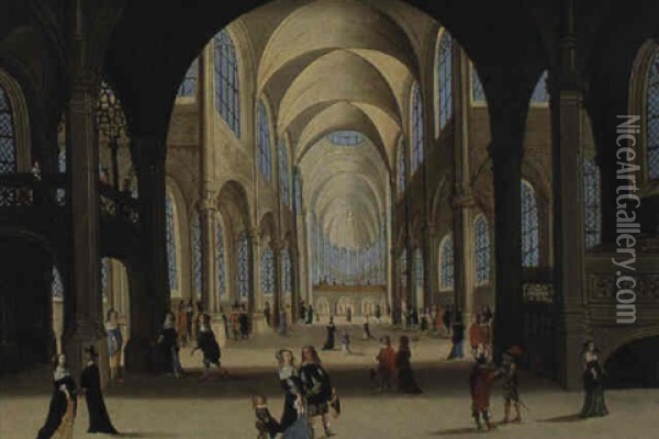 Interieur D'eglise Oil Painting - Johann Wilhelm Baur
