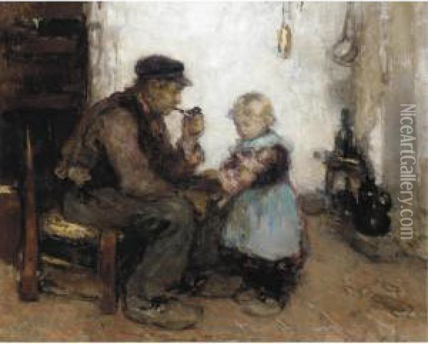 Grandpa's Little Girl Oil Painting - Frantz Charlet