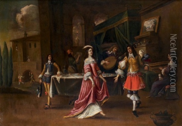 Scene De Bal Oil Painting - Hieronymous (Den Danser) Janssens