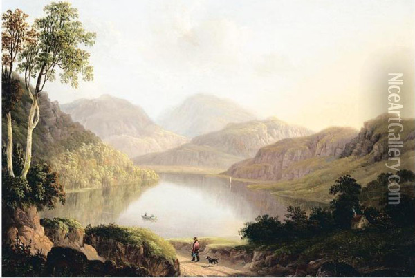 Hawes Water From Fordingale Beck Oil Painting - Joseph Francis Gilbert