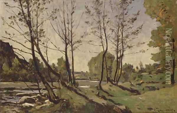 Bord de riviere Oil Painting - Henri-Joseph Harpignies